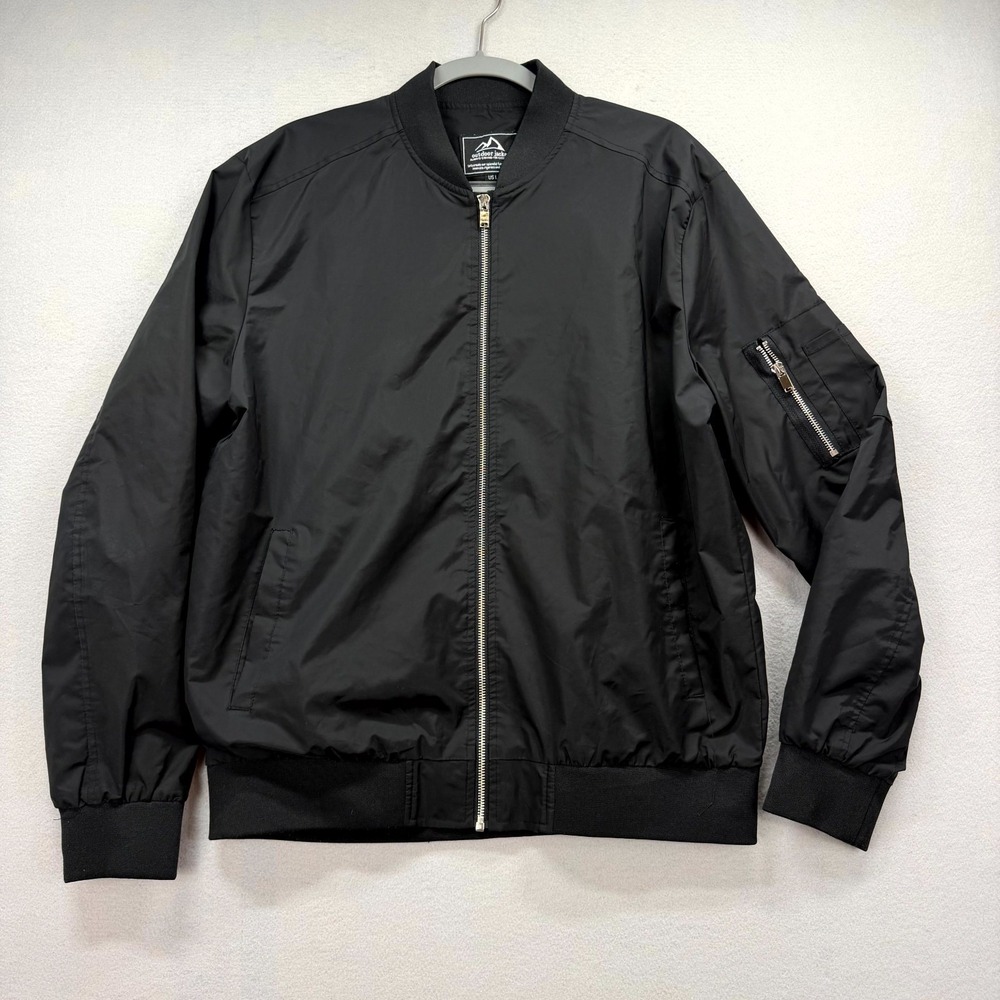 Outdoor Jacket Bomber Jacket Mens Large Black Performance Windbreaker Zip-Up‎